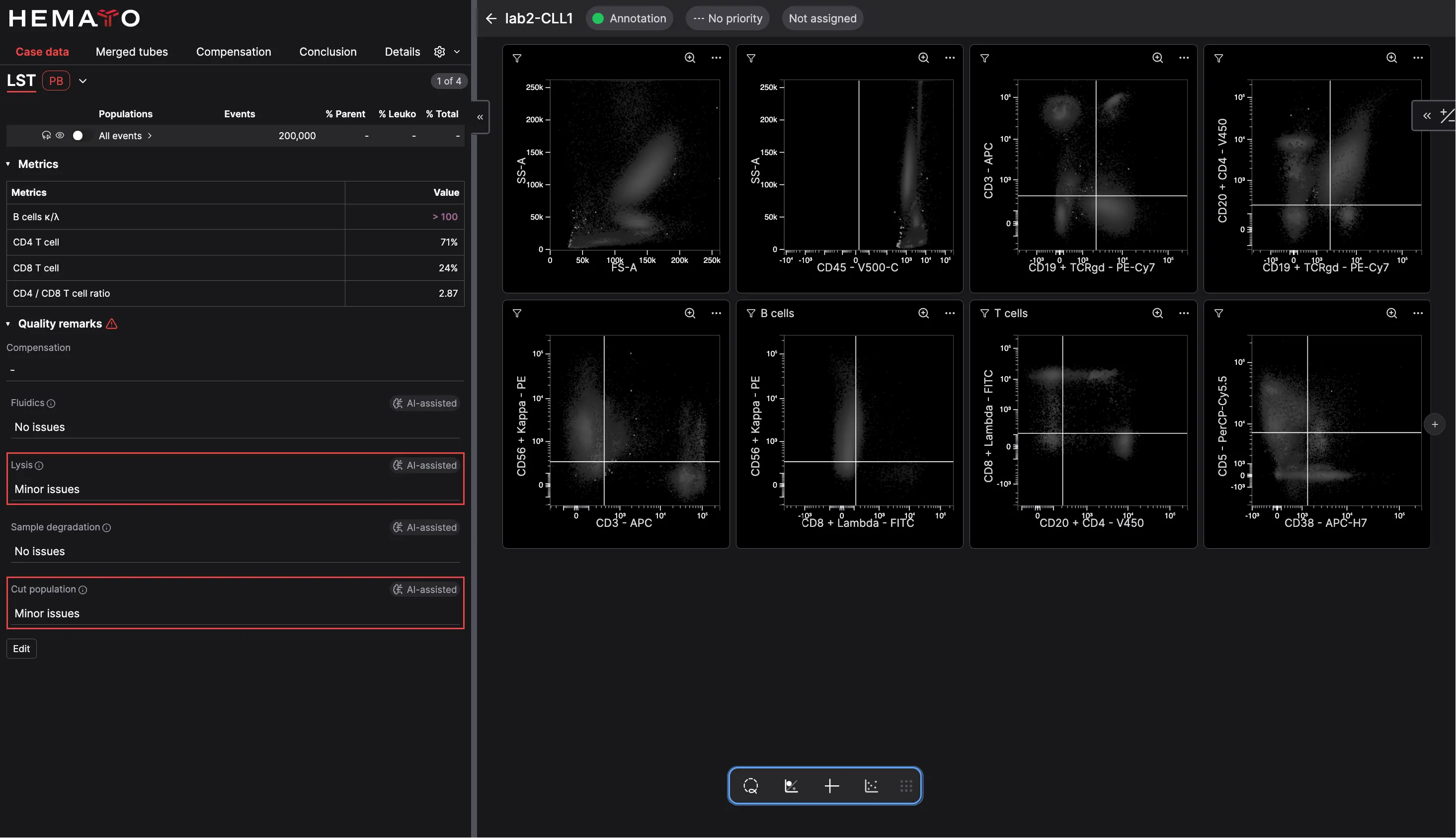 CellStudio case with grayscale scatter plots before predictions